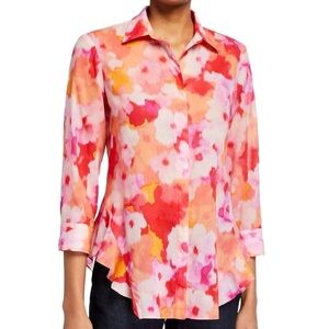 Finley Agetha Watercolor Button Down Shirt Size XS Cotton Made in USA Bloomcore